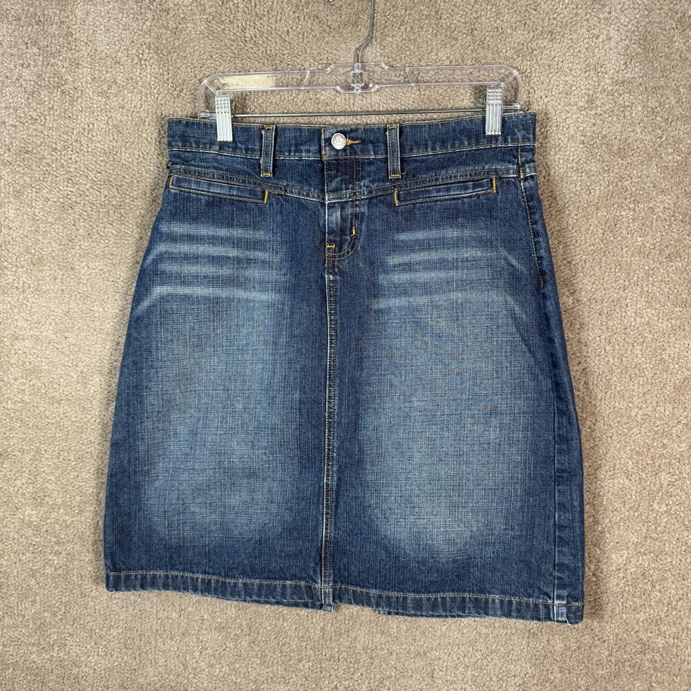 Ralph Lauren Polo Jeans Skirt Womens 4 Blue Denim Racer Knee Western Cowgirl